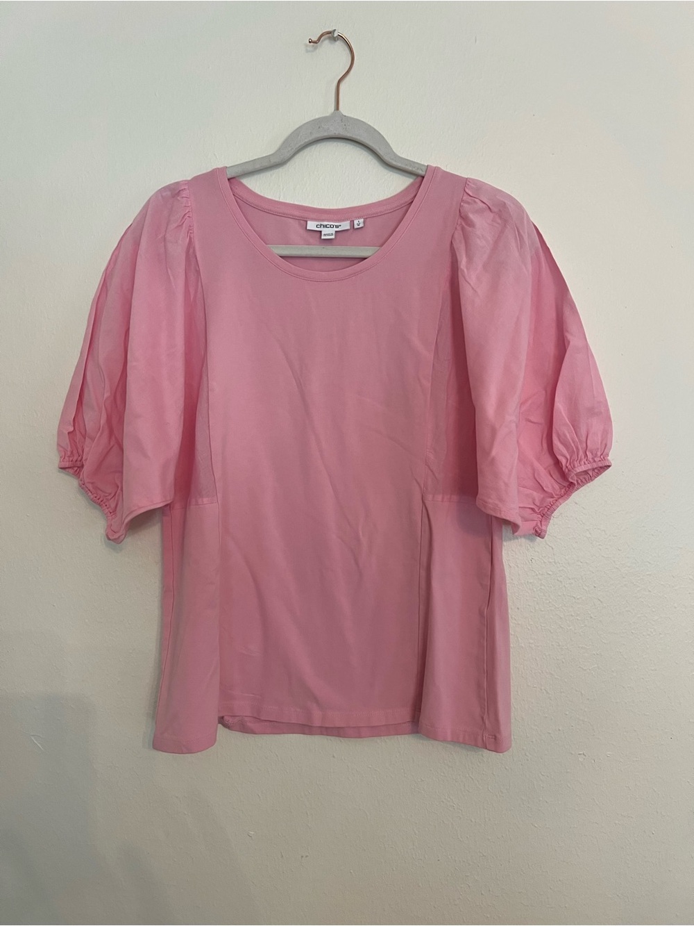 Chico's Pink Puff-Sleeve Blouse